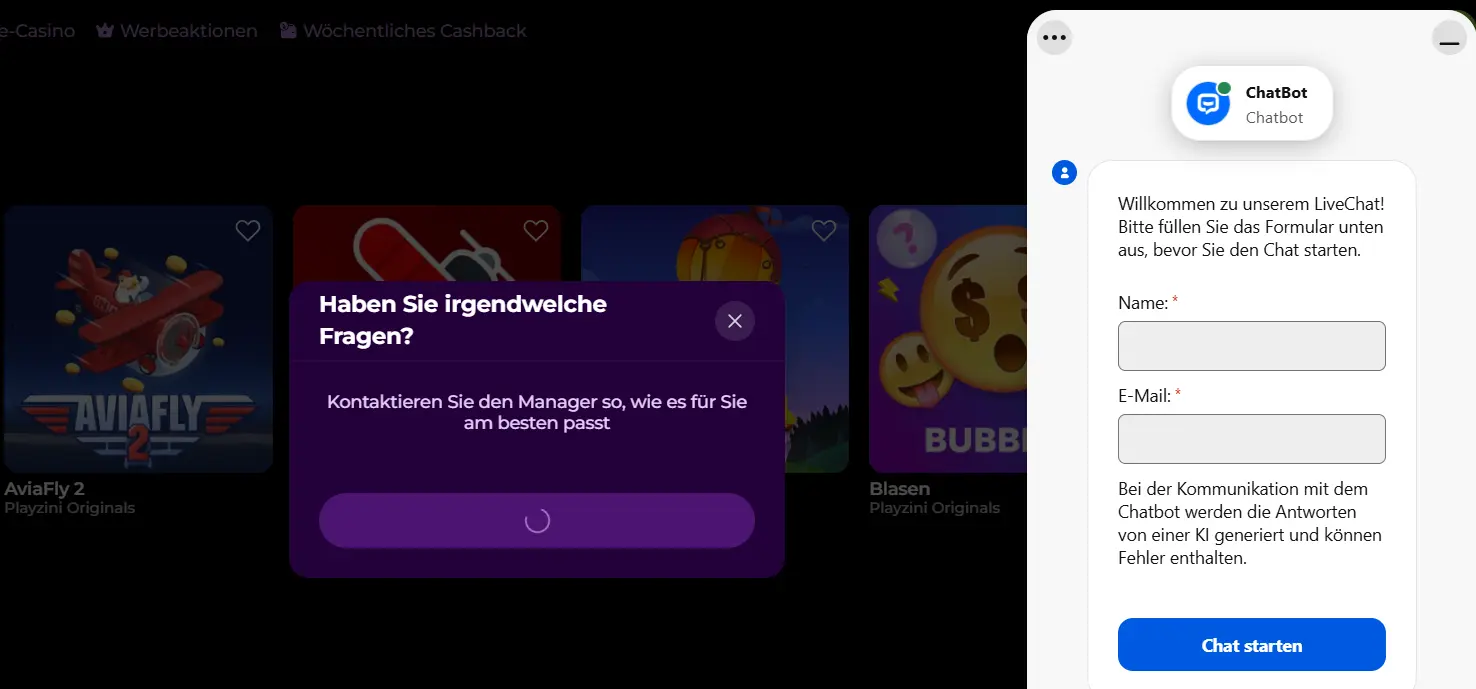 playzini casino helfen