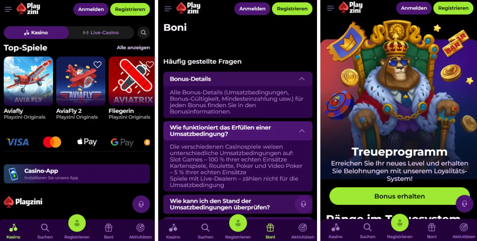 playzini casino mobile nutzen